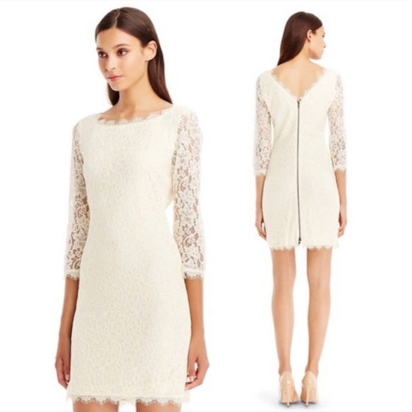 Diane Von Furstenburg Ivory Lace Zarita Dress 6 - Picture 1 of 7